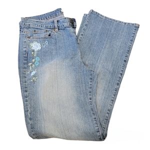 Floral Embroidery Jeans Sz 10 - Crazy Horse Liz Claiborne - straight leg